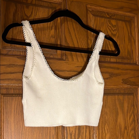 For Love & Lemons Large White Ribbed Crop Top with Bow Detail NWOT - Picture 2 of 5